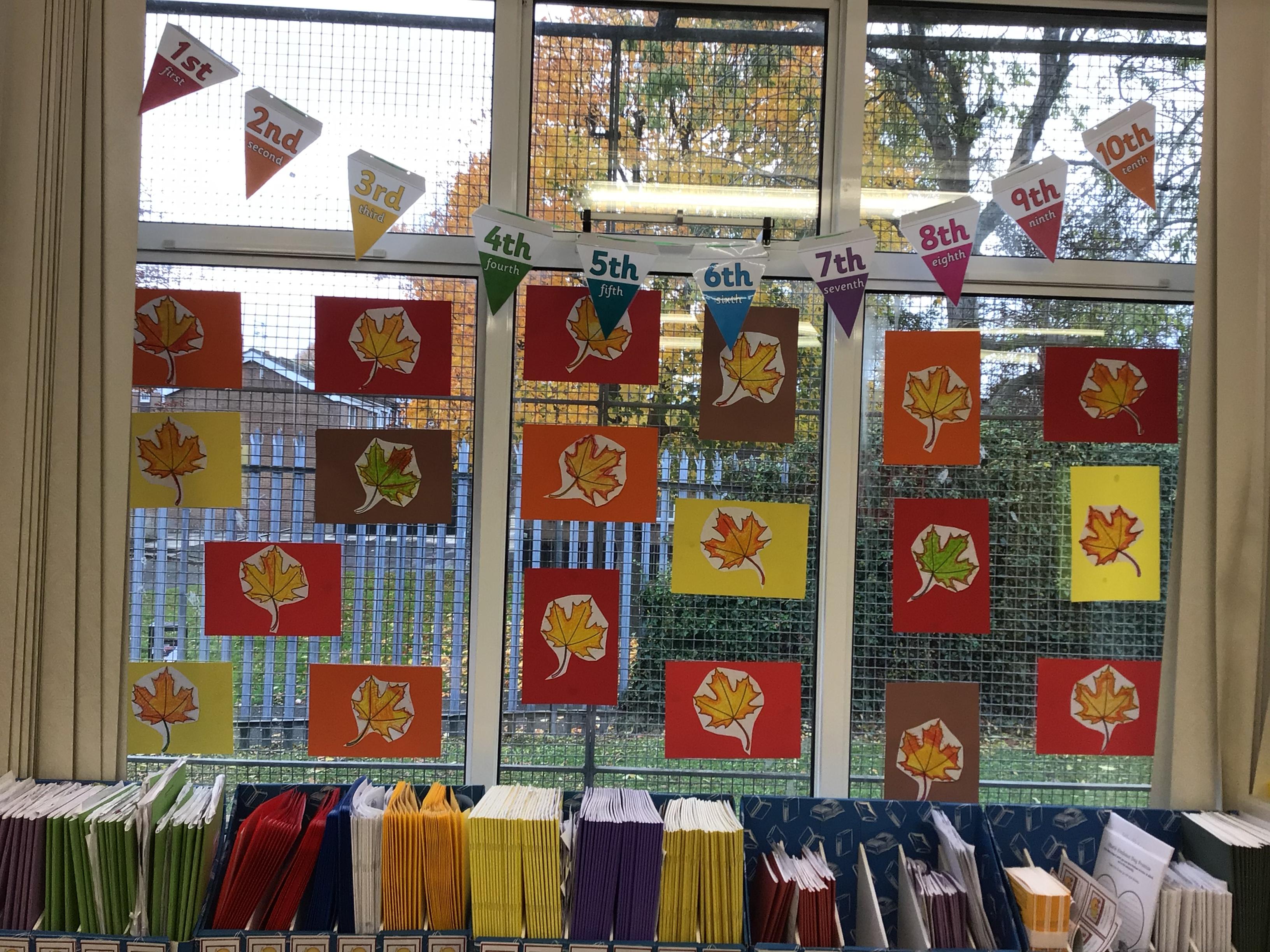 Year 3 made lovely Autumn leaves using oil pastels &#55356&#57153&#55356&#57155&#55356&#57154