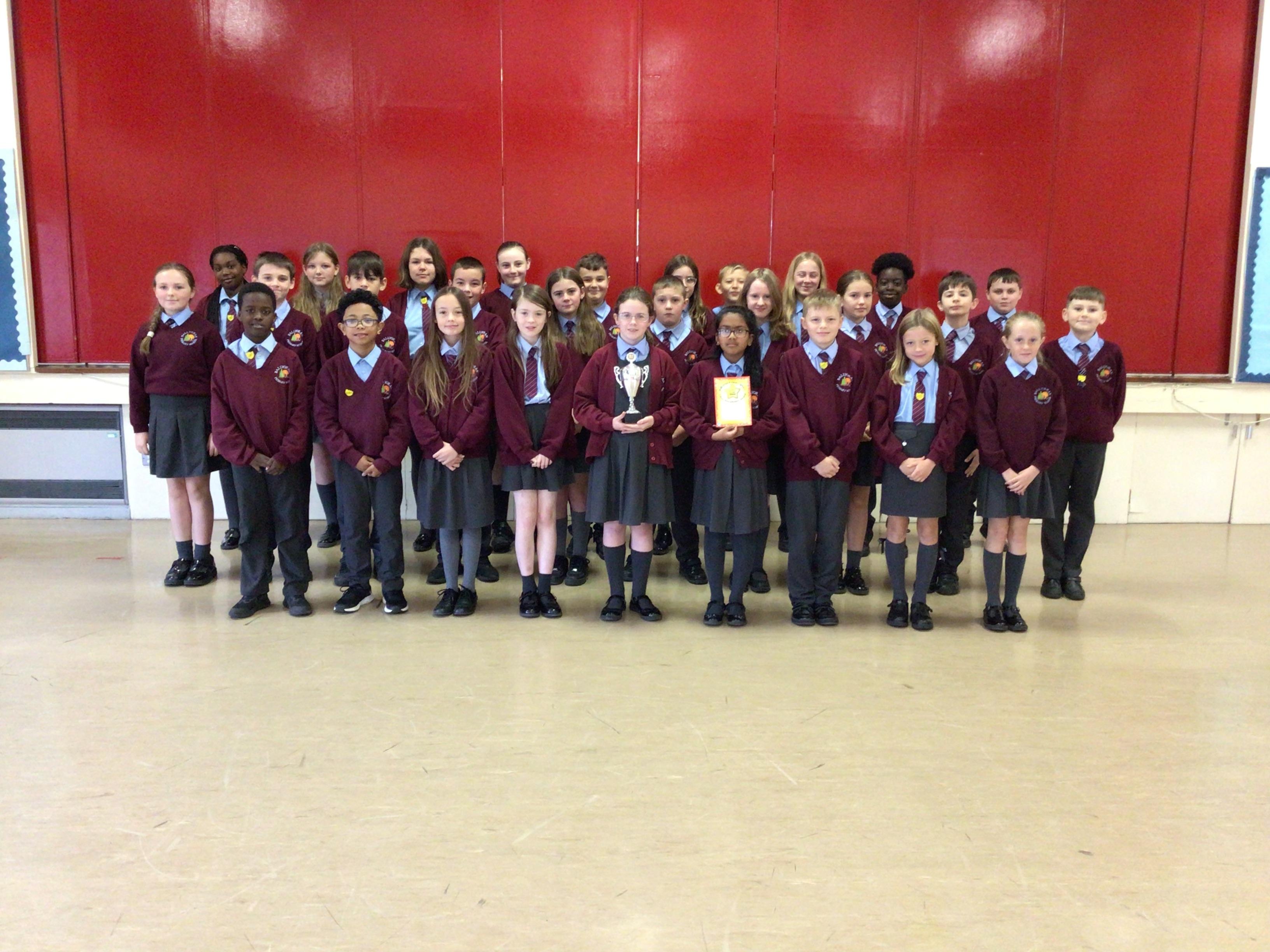 We won the KS2 Attendance trophy for September with an amazing 94.1% attendance.